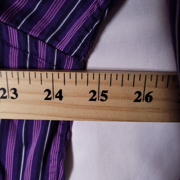 Bugatchi Shirt Mens Large Striped Purple - Picture 7 of 12
